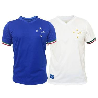 Imagem de Kit 2 Camisas Cruzeiro Retrô Edição Especial Palestra Itália Azul + Branco - Masculino-Masculino