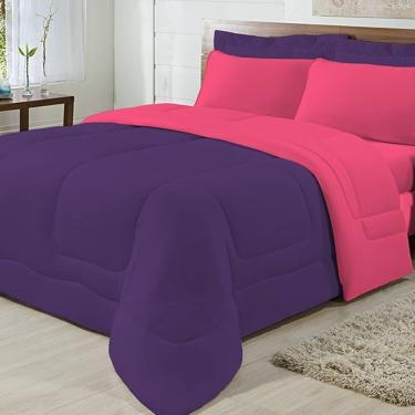 Imagem de Edredom Dupla Face 100% Algodão Malha Queen Gran Moratta 01 Peça - Pink/ Roxo