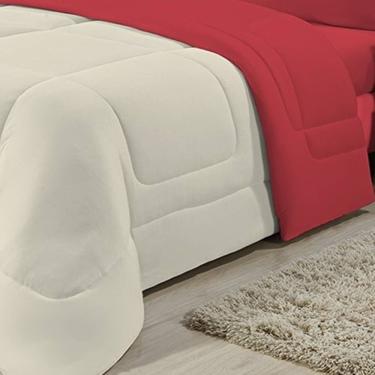 Imagem de Edredom Dupla Face 100% Algodão Malha King Gran Moratta 01 Peça - Palha/ Vermelho