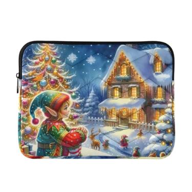 Imagem de Capa para laptop Natal noite de inverno à prova de choque capa protetora para notebook durável bolsa de transporte de computador, 15-15,6 polegadas