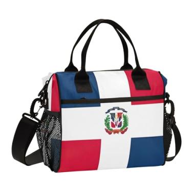 Imagem de Lancheira com bandeira da República Dominicana para mulheres, lancheira grande para trabalho, adulto, lancheira com suporte para copos, lancheira térmica para piquenique