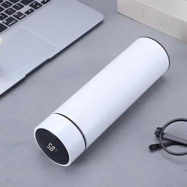 Imagem de Garrafa Térmica Inteligente com Display de Temperatura, Branco, 58°C, Aço Inoxidável