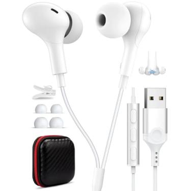 Imagem de Fones de ouvido USB para PC laptop, fones de ouvido magnéticos com fio de 2,5 m, fone de ouvido de computador com controle de microfone, microfone silencioso, cancelamento de ruído no ouvido, fones de