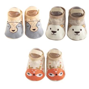 Imagem de Kit 3 Meias Sapatilhas Antiderrapante Pietra Baby Infantil Unissex Alg