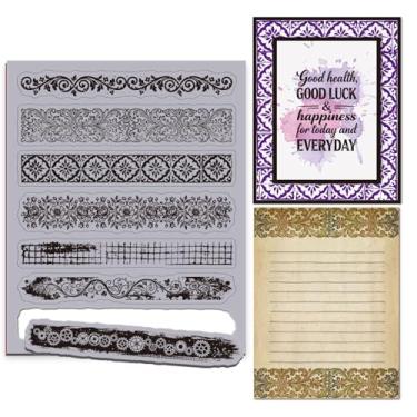 Imagem de GLOBLELAND Carimbo de borracha vintage texturizado com borda aderente, 22 x 17,78 cm, etiquetas anônimas, EVA, conjunto de carimbos de borracha retrô para fazer cartões, álbum de fotos, decoração faça