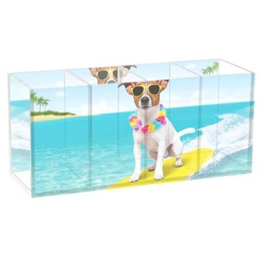 Imagem de TSENQUE Suporte de lápis de acrílico divertido fofo para surf, para mesa, porta-pincéis de maquiagem, copo de caneta, artesanato, decoração, material de escritório, decoração