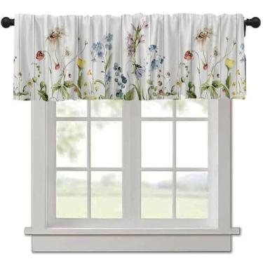Imagem de DOTOOMA 137 x 45 cm Primavera Tábua de Madeira Tratamentos para Janelas Flores Plantas Folhas Topper Cortinas Cozinha Quarto Sala de Estar Banheiro Sanefas Cortinas Decorações Suprimentos Poliéster
