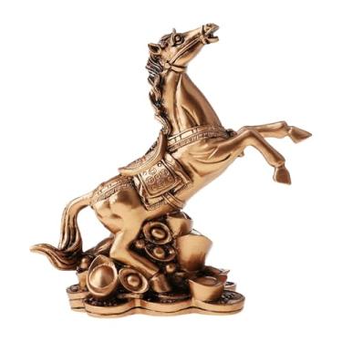 Imagem de BLWOTMOR Estátua de Cavalo Ornamental Escultura Animal Decoração Lembrança Artesanal Colecionável Adequada para Escritório Sala de Estar Biblioteca Lareira Pre, Bronze, Tamanho real