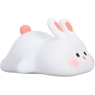 Imagem de Luminária LED de Coelhinho, Branca, Luz Noturna Infantil, Silicone Macio, Recarregável