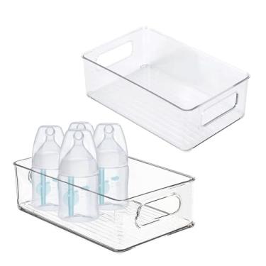 Imagem de Gttyowyin Organizador de mamadeiras, centro de armazenamento de plástico de 2 peças para armário de cozinha, para mamadeiras e potes de alimentos, organizador de plástico empilhável portátil para