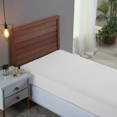 Imagem de Lençol Solteiro com Elástico 300 Fios 100% Algodão Infantil Forro de Cama (BRANCO)