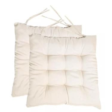 Imagem de Kit com 4 Almofadas Assento Futon Quadrado 40x40cm - Confortáveis, Ideais para Sala, Quarto e Piqueniques (Bege)