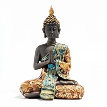 Imagem de FENNYYAR Estátua de Buda Tailândia Escultura de Buda feita à mão, 20 cm, estatueta de budismo, meditação, decoração de casa