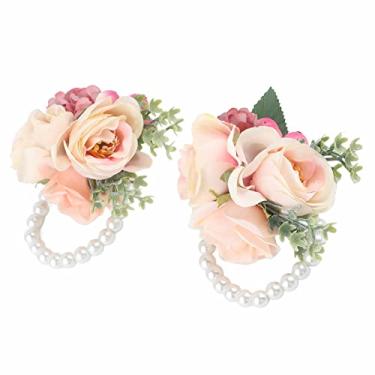 Imagem de GLOGLOW Categoria Festival Design de Pérolas Artificiais, Decoração de Festa de Casamento, 48g, Pacote Com 2 Flores de Pulso de Dama de Honra, Nan (Rosa)