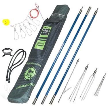 Imagem de SINGMATOOLS Conjunto De Lança De Pesca Submarina, Vara Havaiana, Lança De Fibra De Vidro, Arpão, Equipamento De Pesca Submarina, Pontas Paralisadoras De 3 Pontas, 5,5', Corda De Peixe, Bolsa De Viag