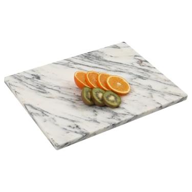 Imagem de Adolif Tábua de corte de mármore branco, tábua de pastelaria de mármore de 30 x 40 cm com pés antiderrapantes para queijo, charcutaria, massa, chocolate, sobremesa, pacote com 1 peça