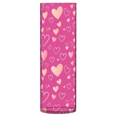 Imagem de CEBUGI Vaso de flores com estampa de corações 10 x 30 cm, vaso cilíndrico para flores, vaso transparente inquebrável para festa de casamento, decoração de casa