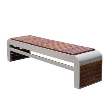 Imagem de NRNQMTFZ Banco de jardim ao ar livre, banco de metal moderno de aço inoxidável, cadeira de espera de lazer para 2-3 pessoas, suporte de carga 500 kg, para jardim, pátio, varanda, piscina, varanda