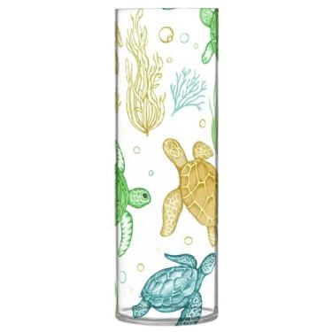 Imagem de CEBUGI Vaso de flores de tartarugas marinhas 10 x 30 cm, vaso cilíndrico para flores, vaso transparente inquebrável para decoração de casa de festa de casamento