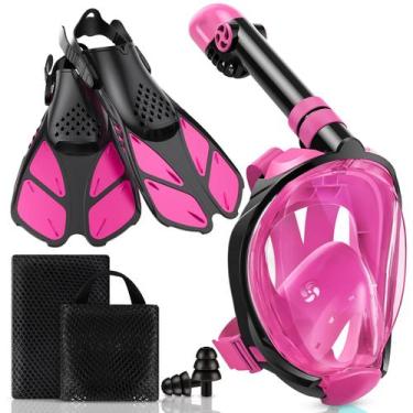 Imagem de Equipo de Snorkel Viginsul con Máscara y Aletas para Adultos Rosa