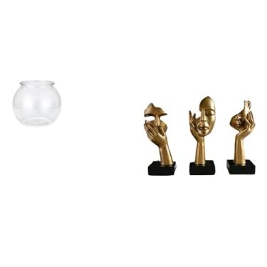 Imagem de Whtkoph Ornamento Redondo E Transparente para Aquário Pequeno, Vaso para Aquário, Decoração de Mesa, Artesanato, Lembrancinhas, Esculturas de Arte Abstrata Pa