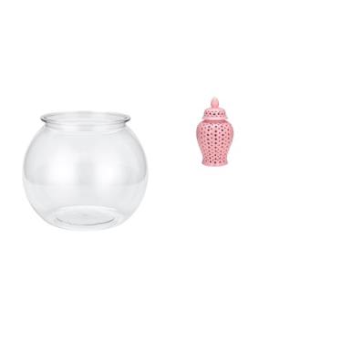 Imagem de Whtkoph Vaso de Cerâmica Transparente com Tampa, Ideal para Aquário, Quarto, Sala de Estar Ou Mesa de Trabalho. Perfeito para Exibir Arranjos Florais E Outros