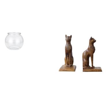 Imagem de Whtkoph Pequeno Vaso Transparente em Formato de Aquário para Decoração de Mesa, Escritório E Casa, com Estátuas de Gatos, Suportes para Livros E Prateleiras.