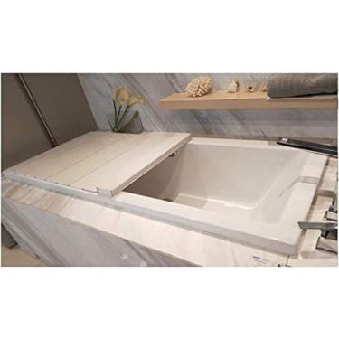 Imagem de Tampa De Banheira Placa À Prova De Poeira Tampa De Isolamento Dobrável Para Banheira Suporte De PVC Para Banheira Tampa De Banheira Rack De Banho Rack De Armazenamento De Banho,148*75*0,6 Cm,Colle