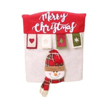 Imagem de Capa De Cadeira De Natal Com Papai Noel, Boneco De Neve E Alce, Decora