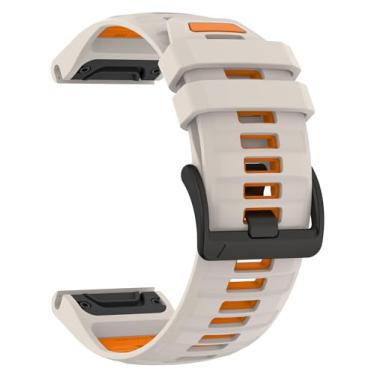 Imagem de OUTVI Pulseiras de silicone para Fenix 6X/7X de 26 mm de ajuste rápido para Garmin Fenix 8 de 51 mm/Fenix 5X Plus/Fenix 3/Descent MK2i/Enduro – pulseira esportiva de borracha macia (bege laranja)