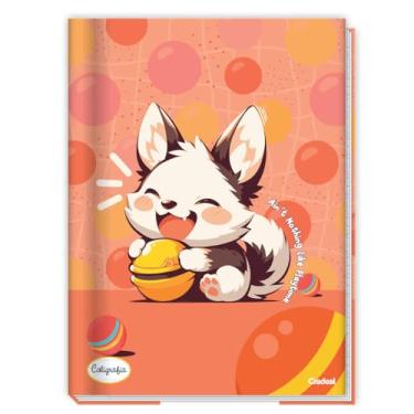 Imagem de Caderno de Caligrafia Brochurão LALA Pets 40 folhas Tamanho 200x275mm Infantil Atividade Escolar Caderno Costurado (Laranja)