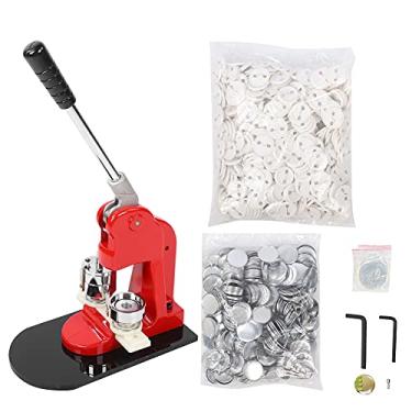 Imagem de Máquina de prensa de crachás profissional de liga de alumínio de 37 mm Ferramenta de perfuração manual com 1000 peças de botões para artesanato DIY e emblemas personalizados