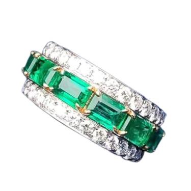 Imagem de Anel de zircônia cúbica de 3 fileiras para joias de noivado, 6, Latão, Zircônia cúbica