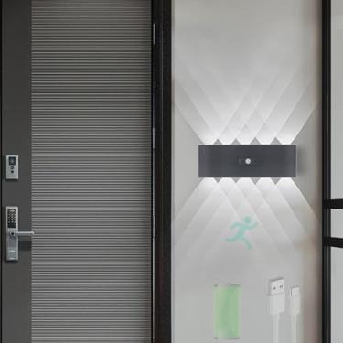 Imagem de GZZBMY Lâmpada de parede com bateria LED com detector de movimento Iluminação de parede interior moderna com interruptor Sem fios Arandelas magnéticas para sala de estar quarto escada corredor (luz
