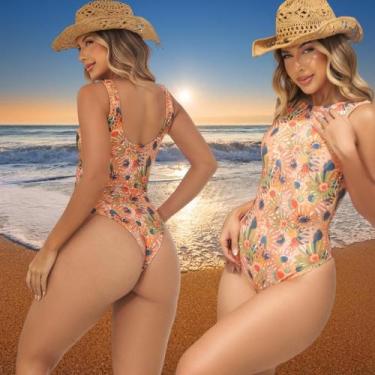 Imagem de Body Maiô Com Bojo Estampado Praia Natação Piscina oferta - LUPTONS, A