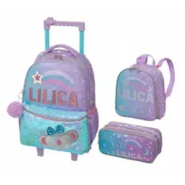 Imagem de KIT ESCOLAR LILICA RIPILICA MAKE W: BOLSA CARRINHO SEM ALÇA, LANCHEIRA E ESTOJO DUPLO 100% ORIGINAL
