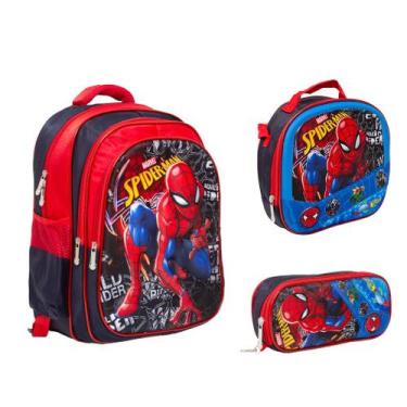Imagem de Kit Mochila Infantil Homem Aranha Grande Volta As Aulas - TOYS 2U