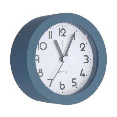 Imagem de PATIKIL Despertador analógico, despertador com luz de fundo, redondo, silencioso, movimento de quartzo sem tique-taque, operado por bateria para quarto, escritório, sala de estar, mesa, prateleira
