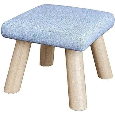 Imagem de Banqueta redonda de madeira maciça - apoio para os pés elegante para penteadeira, sofá, quarto e corredor - design de tecido criativo, banco de sapatos de 26 x 19 cm e solução de armazenamento