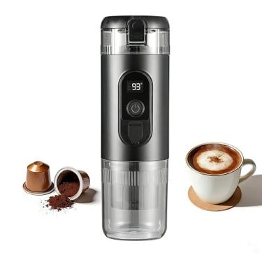 Imagem de NIZAPT Máquina de café expresso elétrica portátil para viagem, minicafeteira de 20 bar, autoaquecida, compatível com café moído e cápsula NS para acampamento, trailer, caminhadas, escritório, preto