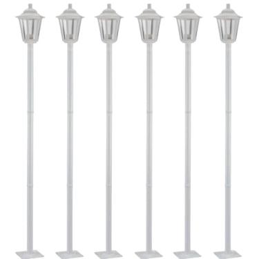 Imagem de Conjunto 6 Luminárias Externas Poste de Jardim 1,71m Vintage Colonial Branco Dital