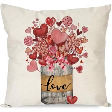 Imagem de Judishyish Capa de almofada com flores de amor, coração, presente de dia dos namorados, 45,7 x 45,7 cm, decoração de casa, sofá, quarto, fronhas, fronhas de presente para amantes