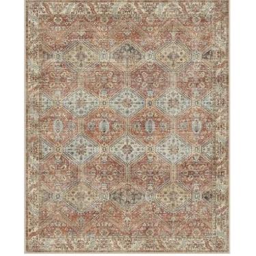 Imagem de GENIMO Tapetes de área de 22 x 30 cm para sala de estar, tapetes antiderrapantes laváveis à máquina, tapete de impressão leve de pilha baixa para quarto, sala de jantar, escritório em casa, vermelho