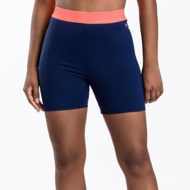 Imagem de Short Feminino Neon Marinho Com Coral Massam Fitness-Feminino