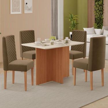 Imagem de Conjunto de Sala de Jantar Frida 1,20 com 4 Cadeiras 100% MDF - Tuboar