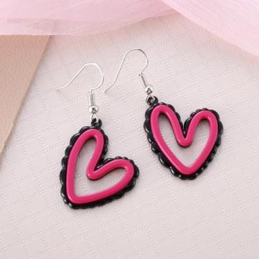 Imagem de Brincos femininos com pingente de coração vazado para dia dos namorados, acessórios de joias, presentes de dia dos namorados, Medium, Liga de aço, Zircônia cúbica