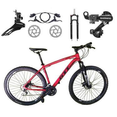 Imagem de Bicicleta Aro 29 Gti Roma Shimano 24v K7 Freio A Disco Hidráulico Garfo Com Trava - Vermelho Tam.17