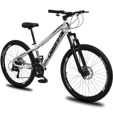 Imagem de Bicicleta Aro 26 Dropp Freeride Alumínio 21 Marchas Freios A Disco Supensão - Branco Branco