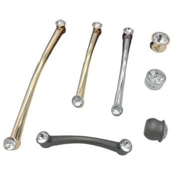 Imagem de CXYFQUUK Puxadores de cristal cromados liga de zinco puxadores de porta de armário de cozinha armário porta móveis ferragens 2 peças (puxador dourado)