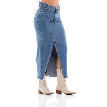 Imagem de Saia Jeans Feminina Arauto Maxi Longa Catarina Plus-Feminino